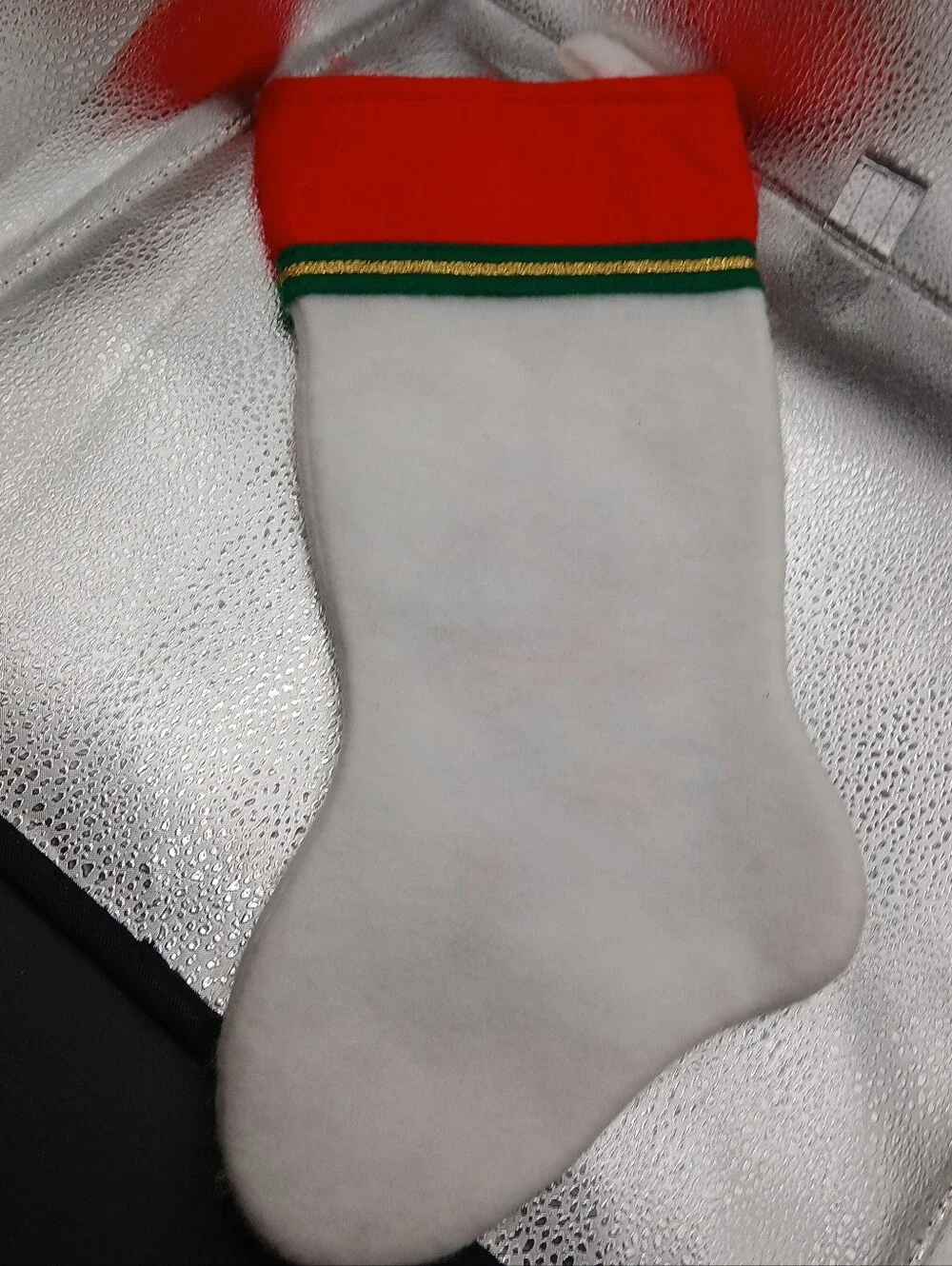 VTG 1980s Santa's Best Felt Christmas Stocking Embossed Santa chimney